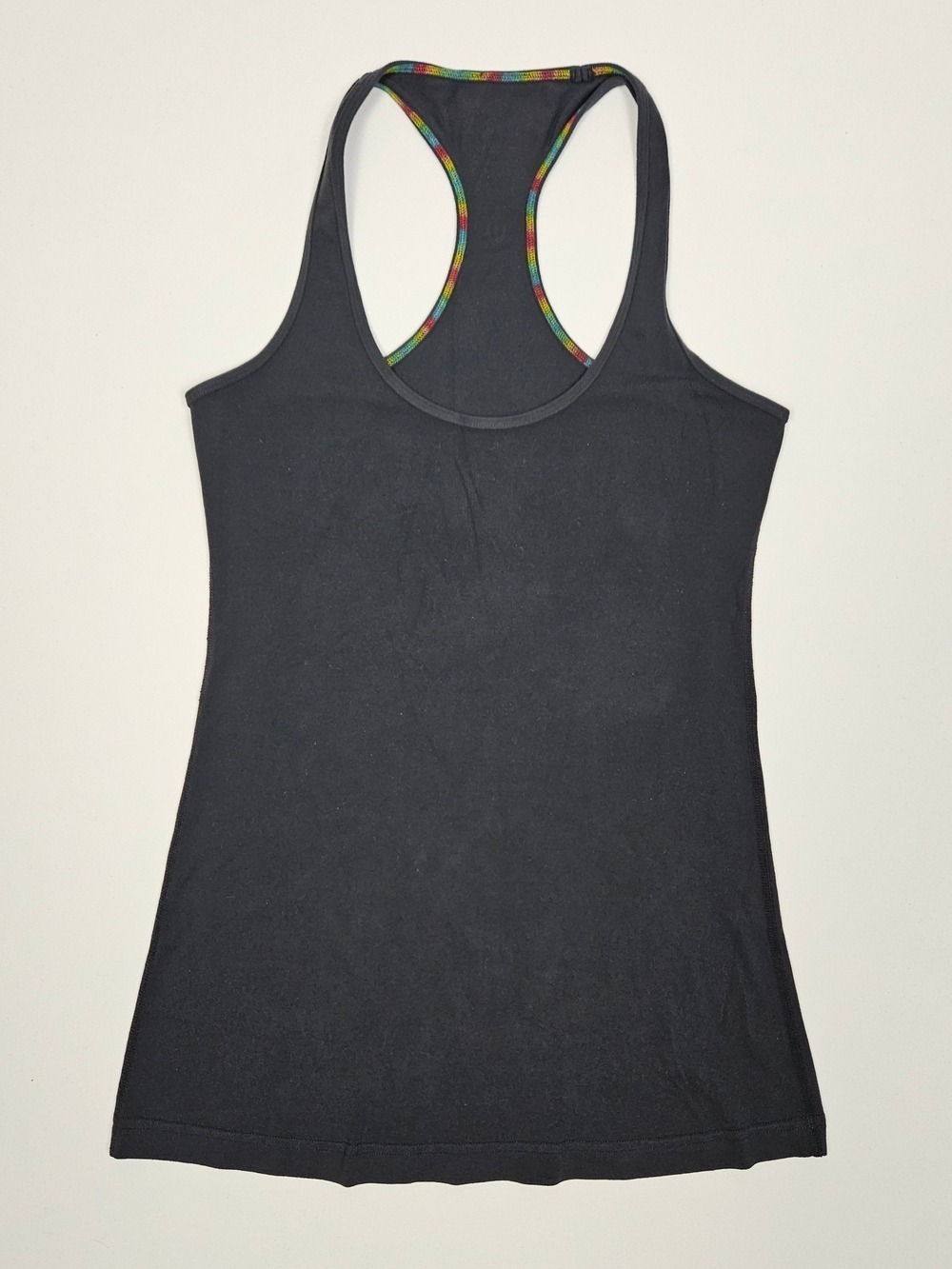 Lululemon Cool Racerback Tank Charcoal Grey Rainbow Trim Size 6 8
